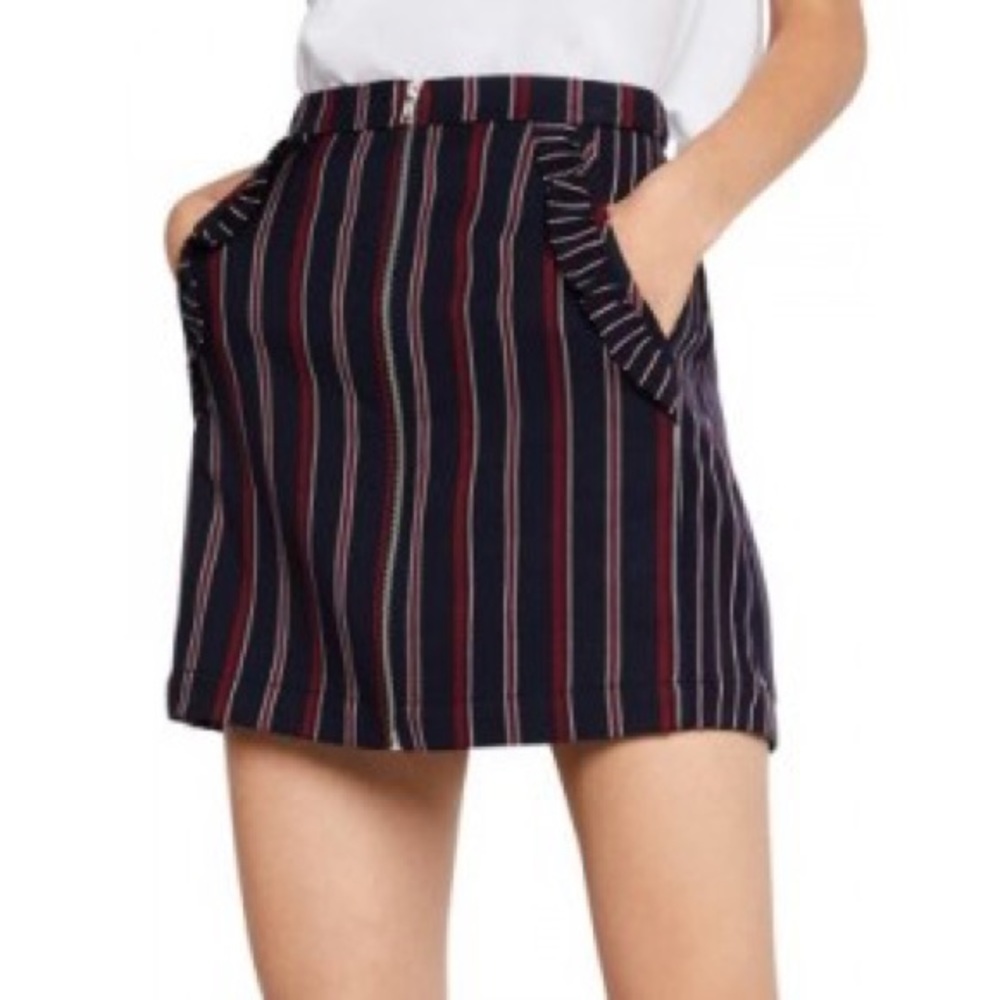 BCBGENERATION Striped Mixed Media Mini Skirt